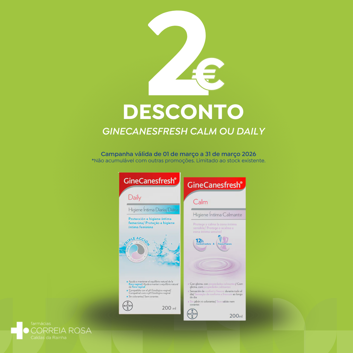 Cuidados de Higiene Íntima GineCanesfresh Farmácias Correia Rosa Caldas da Rainha
