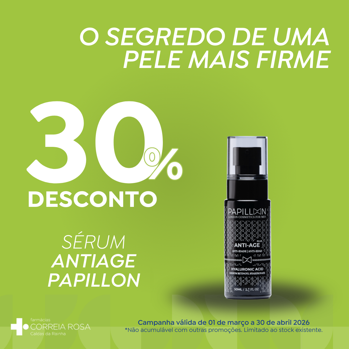 creme anti-idade homem papillon farmácias Correia Rosa Caldas da Rainha