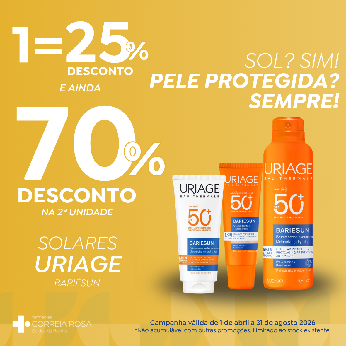 Protetor solar Uriage Farmácias Correia Rosa Caldas da Rainha